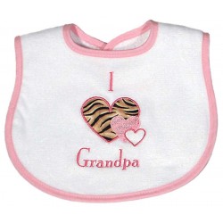 "I love Grandpa" Appliqued Girl Bib
