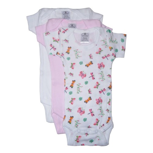 Preemie Girl's Rib Knit Variety Short Sleeve Onezie 3-Pack