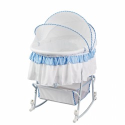 Lacy Portable 2 in 1 Bassinet & Cradle - Blue & White