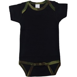 Camo Bodysuit by Baby Milano - Black with Green Camo Trim